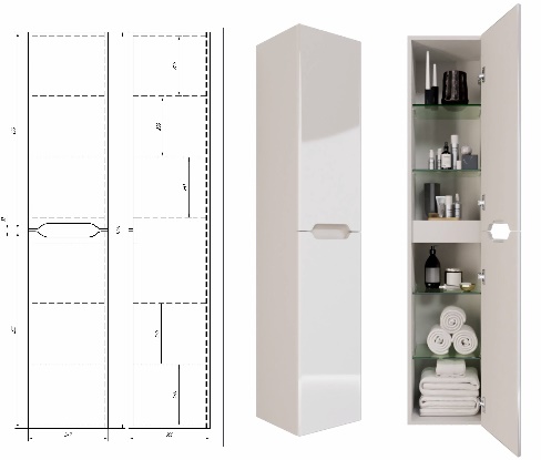 Сет № 1860 99.0009, Шкаф-пенал (White) Сет № 1860 99.0009, Шкаф-пенал (White)