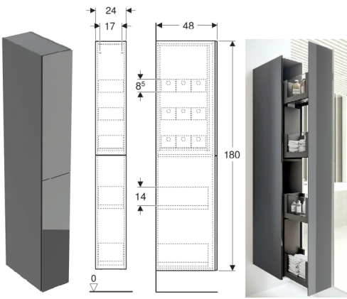 Сет № 1865 500.638.JK.2, Шкаф-пенал узкий (Lava) Сет № 1865 500.638.JK.2, Шкаф-пенал узкий (Lava)