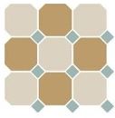 Неглазурованный керамогранит TOPCER Field Material 4416+03 OCT13-B White 16 Yellow 03 OCTAGON/Turquoise 13 Dots