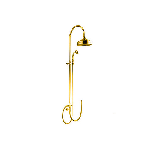 Душевая колонка Gattoni 4291/PDD0oro PD с верхним душем 200мм и ручной лейкой (с шланговым подсоединением),  цвет золото 24кт снят с производства