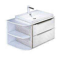 Тумба с умывальником для ванной комнаты, подвесная, белая/под дерево, 80 см, Calipso, IDDIS, CAL80W0i95K