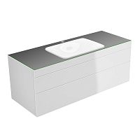 Тумба Keuco 31573800100 Edition 400 под умывальник 140х53.5 см, белый глянцевый/стекло глянцевое антрацит