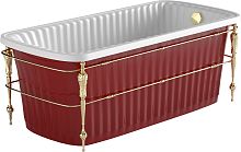 Ванна Migliore 24268 Olivia Console 174х83х66 см + красная панель + консоль, слив-перелив золото/белая