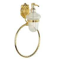 Дозатор Migliore 16683 Cleopatra жидкого мыла с кольцом, стекло прозрачное с матовым декором/золото