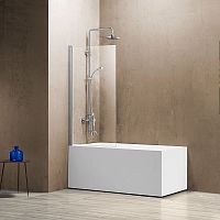 Шторка на ванну Vincea VSB-1180CL, 80х140 см, профиль хром/стекло прозрачное