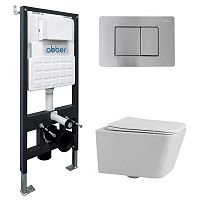 Инсталляция с подвесным унитазом Abber Rechteck AC1201-AC0105-AC0120MCH Инсталляция с подвесным унитазом Abber Rechteck AC1201-AC0105-AC0120MCH