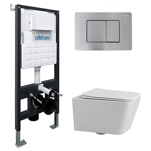 Инсталляция с подвесным унитазом Abber Rechteck AC1201-AC0105-AC0120MCH
