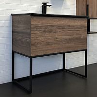 Тумба Comforty 00-00006655 Равенна напольная 90х47 см, с раковиной 90E, дуб темно-коричневый/черный