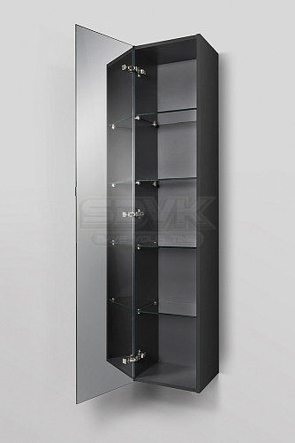 Шкаф-колонна AM.PM M70ACHML0356GM SPIRIT 2.0, подвесной, левый, 35 см, зеркальный фасад, цвет: графит, ма снят с производства