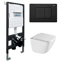 Инсталляция с подвесным унитазом Abber Rechteck AC1220TC-AC0105-AC0120MB