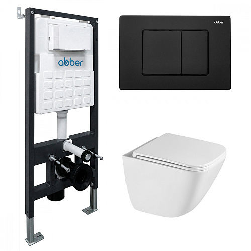 Инсталляция с подвесным унитазом Abber Rechteck AC1220TC-AC0105-AC0120MB купить недорого в интернет-магазине Керамос Инсталляция с подвесным унитазом Abber Rechteck AC1220TC-AC0105-AC0120MB купить недорого в интернет-магазине Керамос