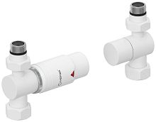 Терморегулятор Сунержа 30-1420-6202 автоматический, прямой, G 1/2" НР х G 3/4" НГ (набор), матовый белый/белый