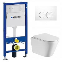 Комплект унитаз ABBER Bequem AC1102 с инсталляцией GEBERIT 111.170.00.1 и клавишей 115.125.11.5 белая