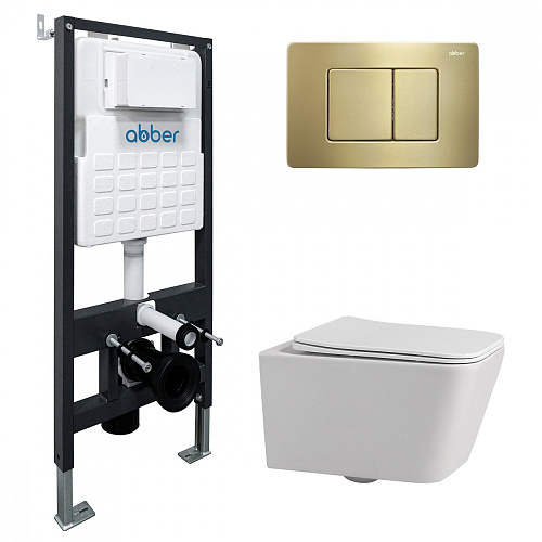 Комплект: Унитаз, Инсталляция, Кнопка смыва Abber Rechteck AC1201-AC0105-AC0120MMG Комплект: Унитаз, Инсталляция, Кнопка смыва Abber Rechteck AC1201-AC0105-AC0120MMG