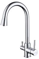 Aquatek AQ1085CR Вега Смеситель для кухни с подключением к фильтру воды (полукруглый излив), хром