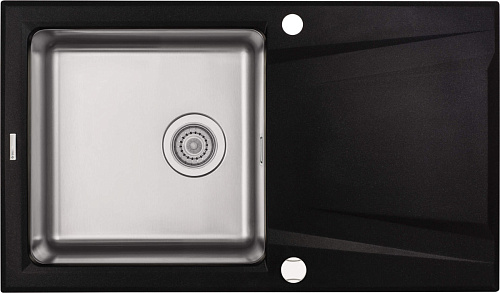 Мойка Deante ZSR_G113 Prime кухонная гранитно-стальная 86х50 см, графит металлик/сталь