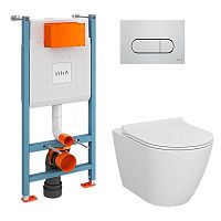 Комплект 4 в 1 Vitra 9878B003-7200 L-Box: подвесной унитаз Sanibelle + тонкое сиденье с микролифтом + инсталляция для монтажа + кнопка смыва глянцевый хром Комплект 4 в 1 Vitra 9878B003-7200 L-Box: подвесной унитаз Sanibelle + тонкое сиденье с микролифтом + инсталляция для монтажа + кнопка смыва глянцевый хром