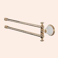 TW Harmony 013, вращающийся полотенцедержатель двойной 49см, цвет держателя:  белый/золото,TWHA013bi/oro