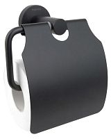 Бумагодержатель Aquatek AQ4009MB Вега с крышкой, черный матовый