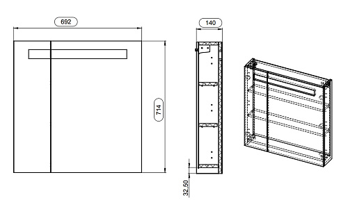 Шкаф зеркальный Cersanit  B-LS-MEL70-Os Шкаф зеркальный Cersanit  B-LS-MEL70-Os