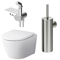 Комплект AM.PM CK74H0403W Sense: унитаз подвесной с гигиеническим душем, белый/хром