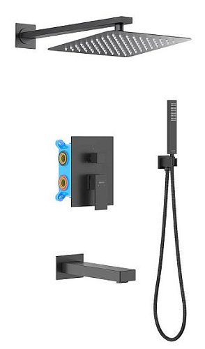 Душевой комплект Aquatek AQ1673MB Либра Set 4 в 1, черный матовый