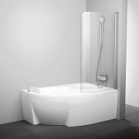 Шторка для ванны Ravak 7QRM0100Y1 CVSK1 Rosa 140/150 R, складная, Chrome, белый + транспарент