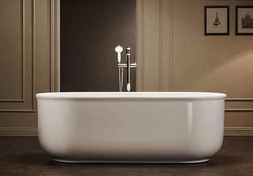 BelBagno BB401-1500-80 Отдельностоящая, овальная акриловая ванна в комплекте со сливом-переливом цвета хром Цвет:Белый