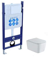 Комплект Aquatek SET Либра N-14 cm: рама Eco Standard INS-0000014 (без клавиши и крепежа) + унитаз-компакт New AQ1148N-00 с тонким сиденьем Soft-close, белый