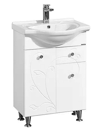 Тумба Акватон 1A1629K0LL010 Лиана с раковиной, 56х31 см, белый глянец Тумба Акватон 1A1629K0LL010 Лиана с раковиной, 56х31 см, белый глянец снят с производства