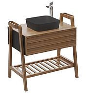 Тумба Creavit TR0080.01ANM+UL040-00AM00E-00 Truva с раковиной 80х60 см, коричневый