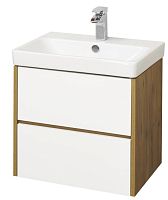 Набор Акватон 1A2518K0SDZ90: Тумба Сканди 70 + Раковина Адриана 70, белый глянец/дуб рустикальный