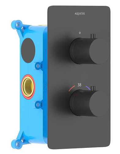 Смеситель Aquatek AQ1391MB Европа термостатический для душа (внешняя и скрытая часть), черный матовый