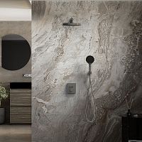 Душевой комплект Vincea VSFW-3I21T2GM Inspire термостатический, 2 режима, вороненая сталь