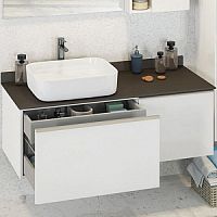 Тумба Comforty 00-00004024 Милан подвесная 120х52 см, с раковиной 78189, черно-белая