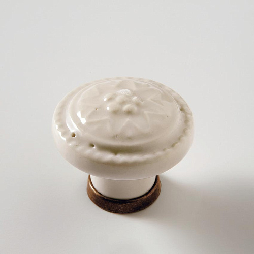 Ручка-кнопка Eban FAC10PO CERAMICA Avorio, для мебели с фактурой, цвет: бежевый-керамика снят с производства