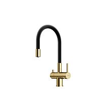 Смеситель Sancos SC4004BG Lucia для кухни с возможностью подключения фильтра для воды, брашированное золото/черный Смеситель Sancos SC4004BG Lucia для кухни с возможностью подключения фильтра для воды, брашированное золото/черный