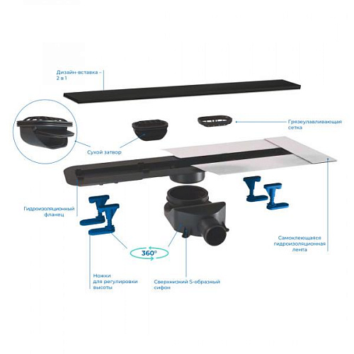 Душевой лоток Bettoserb Frameless Line Black Matte 13701319