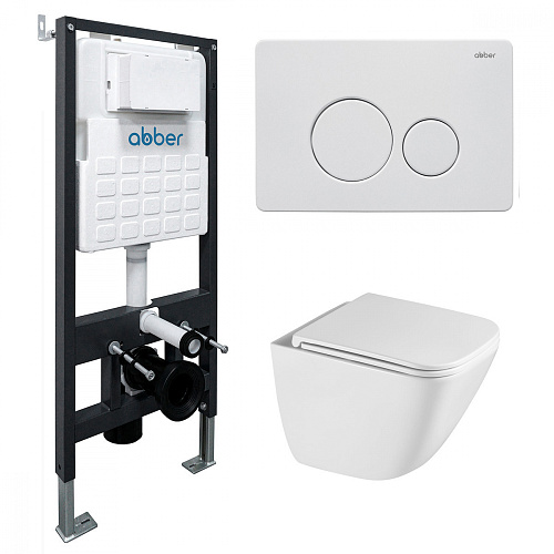 Инсталляция с подвесным унитазом Abber Rechteck AC1220TC-AC0105-AC0121MW купить недорого в интернет-магазине Керамос Инсталляция с подвесным унитазом Abber Rechteck AC1220TC-AC0105-AC0121MW купить недорого в интернет-магазине Керамос