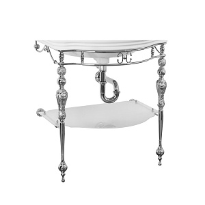 Консоль Migliore 20710 Bella напольная 73 см ажурная с полкой, матовое стекло/хром