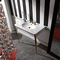 Раковина консоль Kerasan 1049 K3 Retro, 100х55см, с 1 отв. под смеситель, цвет белый, ноги (арт.736093) в комплекте: бронза (упаковка-2 коробки)