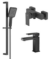 Комплект Aquatek AQ1631MB Либра для ванной Set 3 в 1 (AQ1610MB + AQ1660MB + AQ2019MB), черный матовый