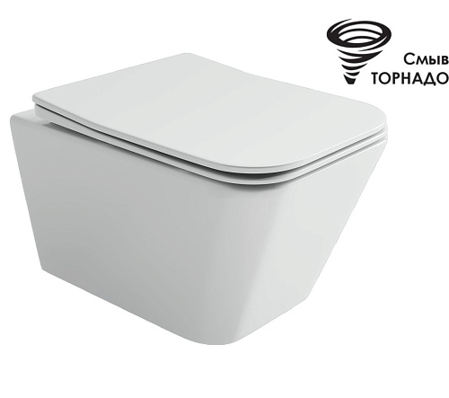 Унитаз подвесной безободковый Ceramicanova Miro CN11003T, смыв Торнадо 3.0, с крышкой-сиденьем, белый