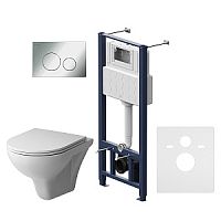 Комплект AM.PM IS49051.901700 Gem: подвесной унитаз с сиденьем микролифт + инсталляция + клавиша, хром