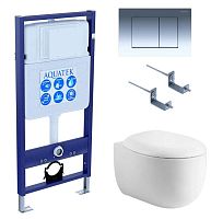 Комплект Aquatek SET Альтаир cm-010 4 в 1: рама Standard INS-0000012 + крепеж KKI-0000002 + кнопка KDI-0000010 + унитаз AQ1980-00 с крышкой-сиденьем Soft-close, белый