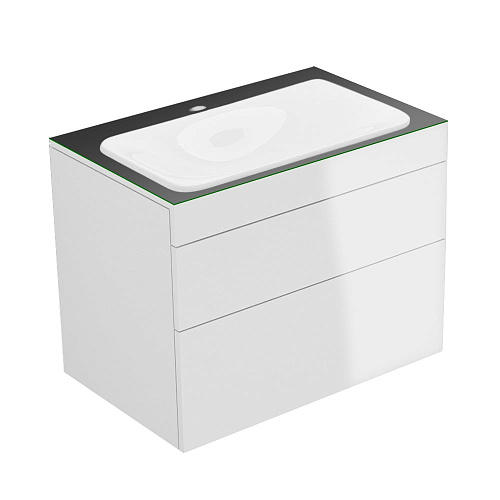 Тумба Keuco 31571800100 Edition 400 под умывальник 70х53.5 см, белый глянцевый/стекло глянцевое антрацит купить недорого в интернет-магазине Керамос
