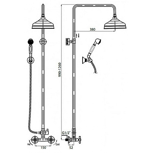 Душевая система Cezares RETRO CEZARES RETRO-CD-01 Душевая система Cezares RETRO CEZARES RETRO-CD-01