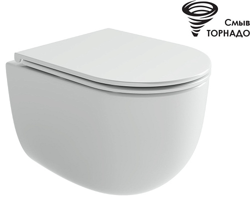 Унитаз подвесной безободковый Ceramicanova Voga CN4012T, смыв Торнадо 3.0, с крышкой-сиденьем, белый