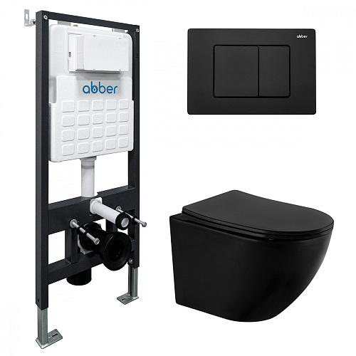 Инсталляция с подвесным унитазом Abber BEQUEM AC1100MB-AC0105-AC0120MB