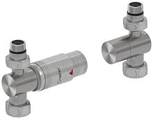 Терморегулятор Сунержа 071-1420-0000 автоматический, прямой, G 1/2" НР х G 3/4" НГ (набор), сатин/сталь